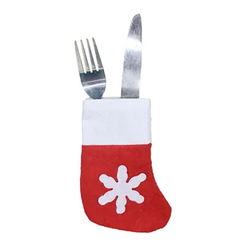 Noel Stok Çatal Çanta Rahat dokunmamış Kumaş Kırmızı Yumuşak Beyaz 12 adet 8x14cm Masaüstü Yemek masası