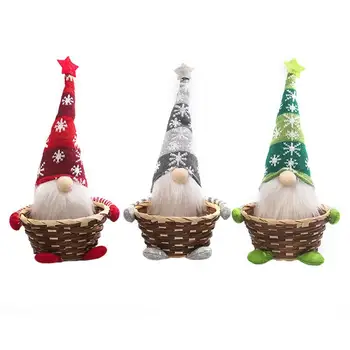 Noel Şeker Gnome Sepeti Noel Depolama Santa Hediye Sepeti Merry Christmas Süslemeleri Ev İçin Mutlu Yeni Yıl