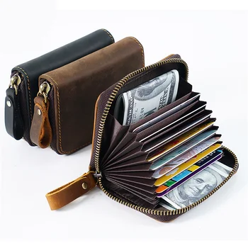 PU deri kartlık Erkekler için Fermuar Kart Cüzdan Rfıd Kart Çanta Erkek Carteras Kart Sahipleri İle Kadın Vintage Çanta