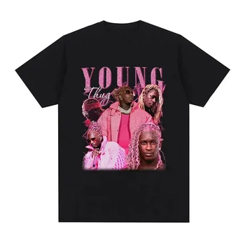 Rapçi Genç Thug Grafik T Shirt Moda Yüksek Kaliteli Kısa Kollu T-shirt Büyük Boy Hip Hop Streetwear erkek pamuklu tişört