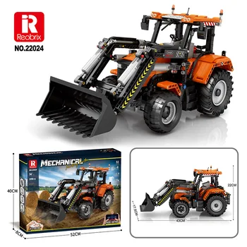 Reobrix 22024 Yükleme Traktör Modeli Rc APP Uzaktan Kumanda Mühendisliği Serisi DIY Oyuncaklar Yapı Taşları Hediye Çocuk İçin 1496 Adet