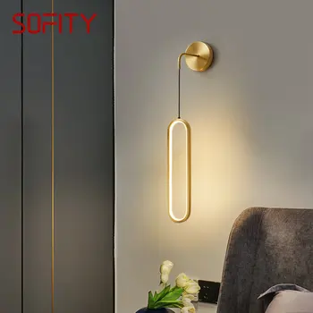 SOFİTY Çağdaş Bakır Duvar Lambası LED 3 Renk İç Pirinç Altın Aplik Aydınlatma Dekor Modern Ev Yatak Odası