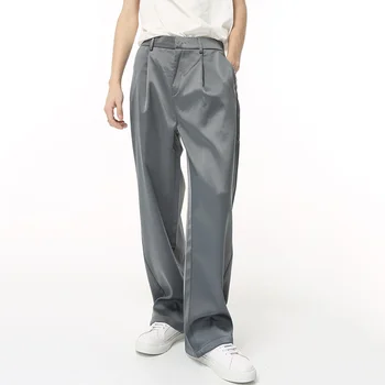 SYUHGFA Düz Renk Takım Elbise Pantolon Trend erkek Kore Tarzı Premium Klasik Düz Gevşek Pantolon İş rahat giyim