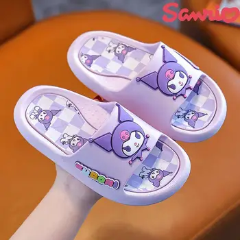 Sanrio Hello Kitty yazlık terlik Kawaii Kuromi Benim Melodi Cinnamoroll Anime Açık Banyo Plaj Kaymaz Sandalet Kız İçin