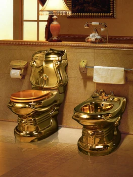 Saray Avrupa tarzı altın tuvalet otel tuvalet pompalama vintage renk ev yaratıcı seramik kişilik tuvalet