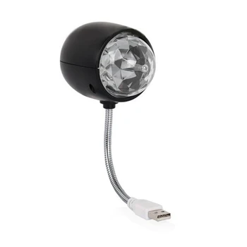 USB disko top lamba, dönen RGB renkli LED sahne aydınlatma parti ampul 3W kitap ışık, USB Powered (siyah)