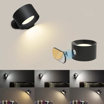 USB şarj edilebilir led lamba duvar lambası Dokunmatik ve Uzaktan Kumanda Akülü Duvara Monte Aplik yatak odası lambaları Okuma Lambası