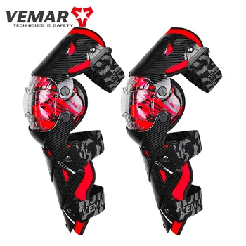 VEMAR Motocross Motosikletçi Diz Pedleri Takım Karbon Fiber MTB Motosiklet Bacak Koruyucu Kneelet Anti-damla Koruma Ekipmanları