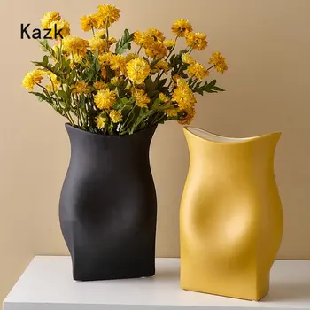 Yaratıcı Sanat Buzlu Seramik Vazo Amerikan Modern Dekor Çiçek Düzenleme Vazolar Ev Oturma Odası Dekorasyon İkebana Vazo