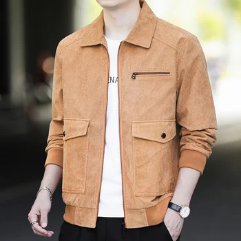 Yeni erkek rahat ceket versiyonu moda trendi moda port ışık kadife bahar giyim orta gençlik yaka ceket