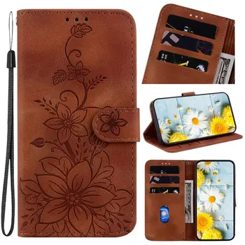 Zambak Çiçek Flip Case Samsung Galaxy A41 A42 A50 A51 A52 A52S A53 A70 A71 A72 5G Cüzdan Kapak