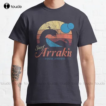 Ziyaret Arrakis-Vintage Sıkıntılı Sörf Dune Bilimkurgu klasik tişört Özel Yetişkin Genç Unisex Dijital Baskı Tee Gömlek