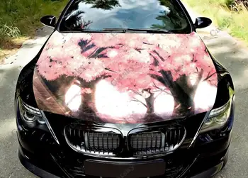 anime kiraz çiçeği japonya Araba Kaput Vinil Çıkartmalar kaplama vinil film Motor Kapağı Çıkartmaları Sticker Araba Oto Aksesuarları