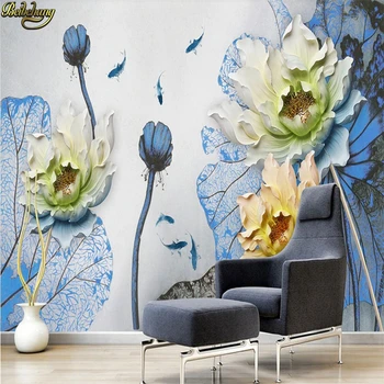 beibehang Özel fotoğraf duvar kağıdı duvar basit mürekkep lotus takı kabartmalı arka plan duvar dekoratif boyama papel de parede