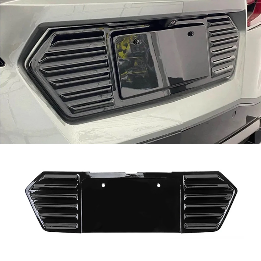 Araba Arka Tampon plaka çerçevesi Chevrolet Corvette İçin C8 2020-2023 ABS Parlak siyah arka plaka çerçevesi Kapak Trim