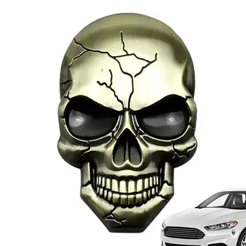 3D Metal Kafatası Sticker İskelet Araba Motosiklet süslü çıkartmalar Amblem Rozeti Kafatası Araba Aksesuarları Metal Kafatası Araba Sticker