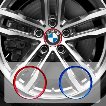 4 adet Araba modifiye tekerlek göbeği dekoratif Daire Renkli alüminyum alaşımlı halka etiket BMW M E90 E91 E92 E93 M3 E60 E61 F10 F07