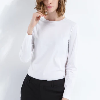 94 % Pamuk Kadın T-Shirt Uzun Kollu Harajuku Sonbahar Dip Tops Temel Pulovers Kadın Giysileri M30168