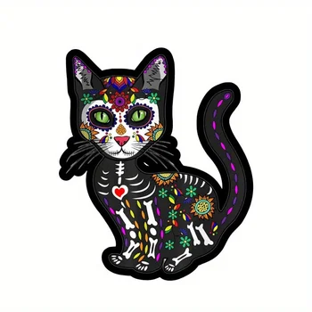Araba Maskeleme Işaretleri Etiket Şeker Kafatası Kedi Cadılar Bayramı Farsça Tekir Siyam Stenografi Kedi Çıkartması Sticker Araba Aksesuarları Duvar Kağıdı S