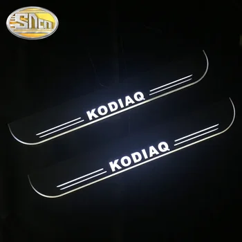 Araba Sticker Akrilik Hareketli LED Karşılama pedallı araba sürtme plakası Pedalı Kapı Eşiği Yolu İşık Skoda KODİAQ 2016-2023 İçin