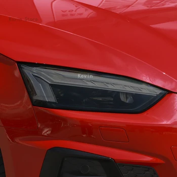 Audi için A5 2017-2023 Araba Far koruyucu film ön ışık şeffaf Füme siyah TPU Etiket
