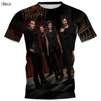 CLOOCL Erkekler T-shirt Vampire Diaries 3D Tüm Baskılı Kadın Gömlek Moda Kısa Kollu Kazak Çift Streetwear Tops