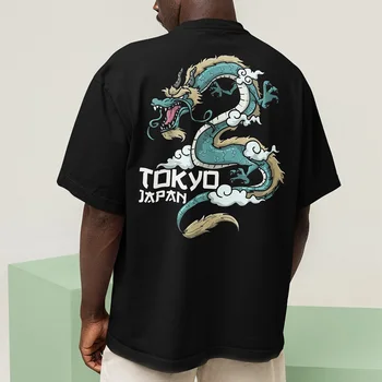 Ejderha T Shirt Anime Sokak Serin Grafik Tee %100 % Pamuk AB Boyutu Kısa Kollu Üstleri Tshirt Homme