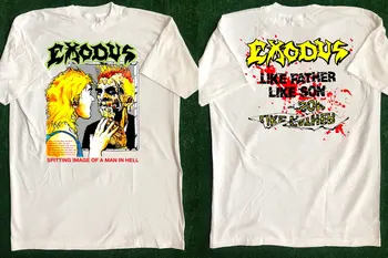 Exodus Tükürme Görüntü Bir Adam Cehennem Turu 1989 T-Shirt, Exodus Gibi Baba Gibi Oğlu T-Shirt, Exodus Tour 89 T-Shirt