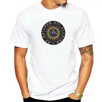 Ignatius Loyola Derneği İsa Katolik T-Shirt Camisas Erkekler Komik Tees Pamuk Erkek T Shirt Komik Moda