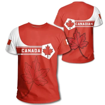 Kanada Bayrağı Ulusal amblemi 3D Baskılı yaz T-Shirt Kısa Kollu Tee Erkekler / Kadınlar Casual Streetwear Stil