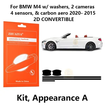 Kapı Kenar Muhafızları Kapı Kolu Fincan Boya Koruma Filmi TPU PPF BMW M4 w/ yıkayıcılar,2 cameras4 sensörleri ve karbon aero 2020-2015