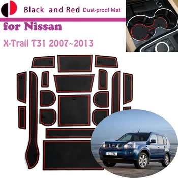 Kauçuk Kapı Oluk Mat Nissan X-Trail Rogue için X Trail T31 2007 ~ 2013 Kapı Depolama Yuvası Coaster Toz geçirmez Araba İç Sticker Halı