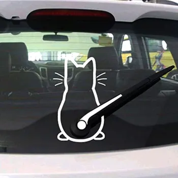 Kitty Kedi Araba Çıkartmaları Komik Pencere Vinil Çıkartması Araba Styling cam sileceği Dekorasyon Araba Yaratıcı Oto Dış Aksesuarları