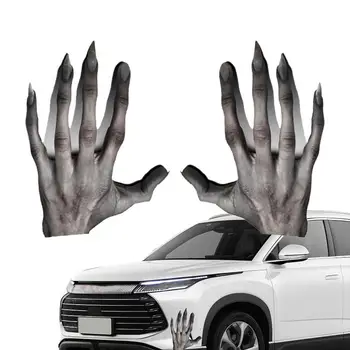 Korkunç Araba Pencere Çıkartmaları Oto Spooky çıkartma Korku Cadılar Bayramı Hayalet El Gözler PVC Su Geçirmez Yansıtıcı Araba Pencere Çıkartması