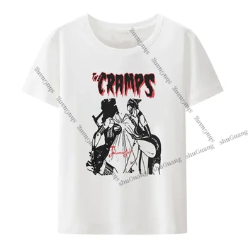 Krampları Rock Grubu 80 s Nostalji Retro baskılı tişört Üstleri Rahat Yaz Kısa kollu Erkek T Shirt kadın kıyafetleri Pamuk