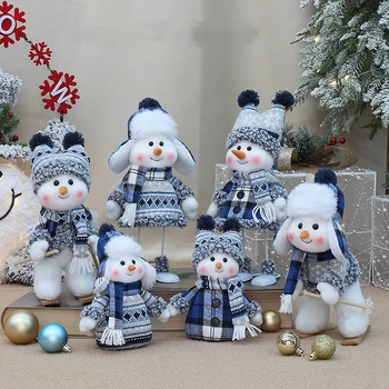 Noel Masaüstü Süsler Noel Sevimli Kayak Kardan Adam Bebek Dekorasyon Yumuşak Bebek peluş oyuncak Ev Partisi için Yeni Yıl Masa Hediyeler