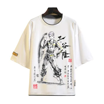 Tokyo Revengers T-shirt Anime Cosplay Kostüm Beyaz kısa kollu tişört Mürekkep yıkama boyama T shirt