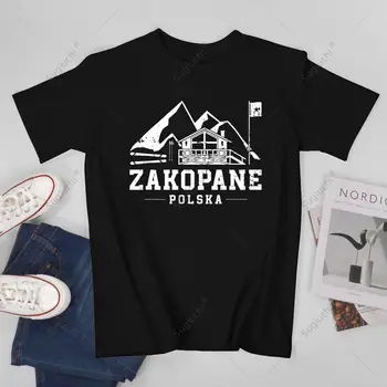 Unisex Erkekler Zakopane Polska Kış Sporları Kayak Snowboard Polonya Polska Tişört Tees T Shirt Kadın Erkek %100 % pamuklu tişört