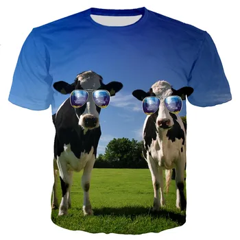 Yeni Komik İnekler T-Shirt Hayvan Sığır 3D Baskı Streetwear Erkekler Kadınlar Moda Büyük Boy T Shirt Çocuk Erkek Kız Tees Tops Giyim