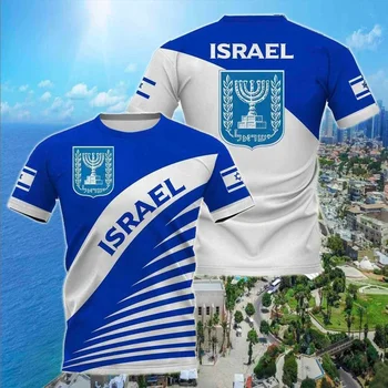 İsrail Bayrağı Gömlek erkek tişört İsrailliler Kısa Kollu Üstleri Yaz Büyük Boy erkek giyim 3D PrintedTees XXS - 6xl